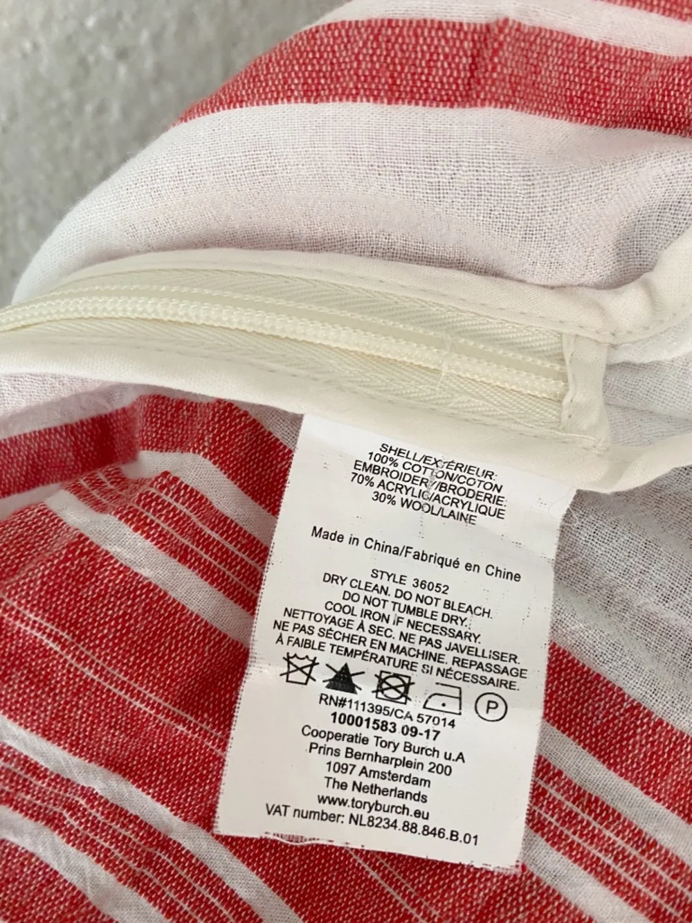 Tory Burch Embroidered Striped Tunic Top White Red Size 2